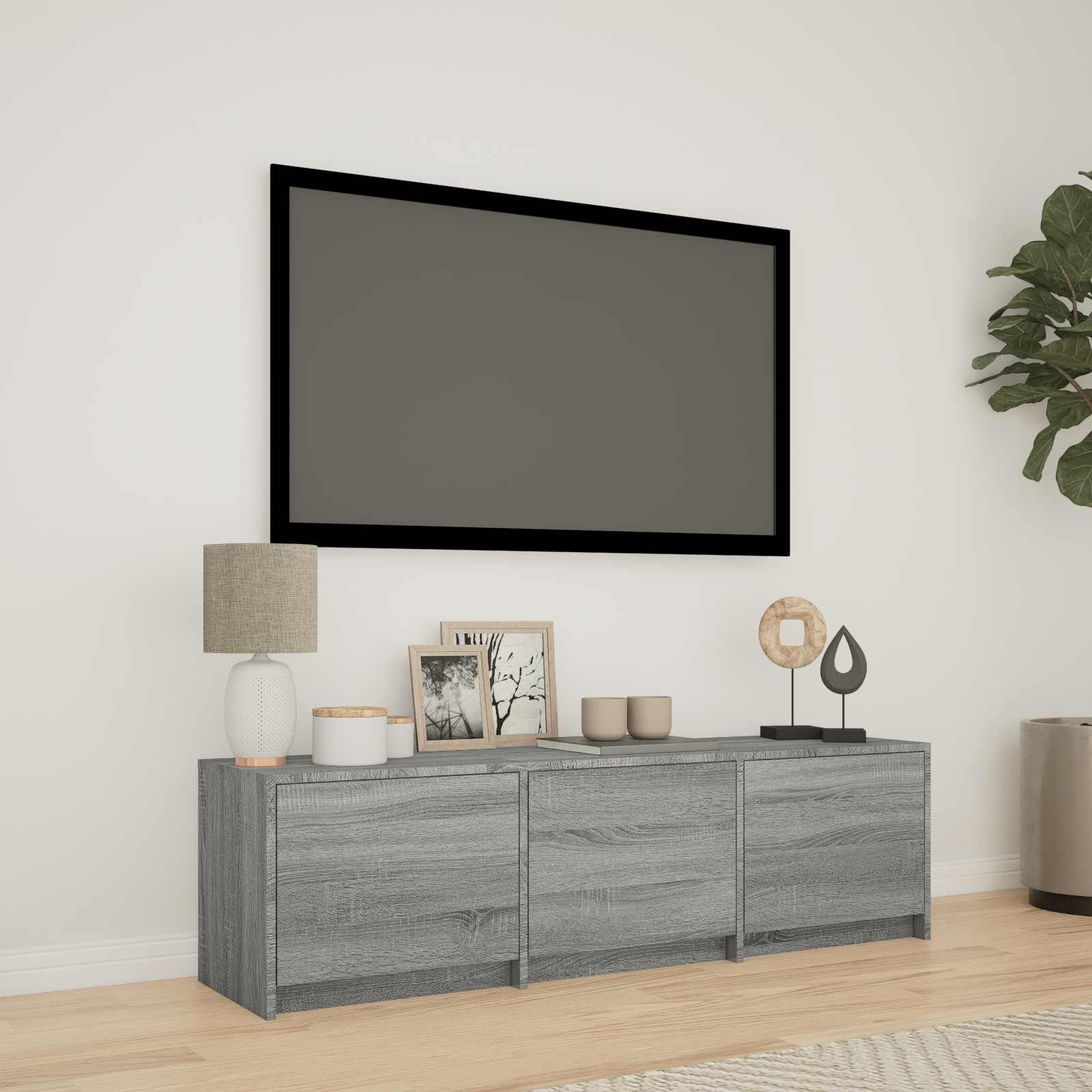 vidaXL TV шкаф с LED 140x34x40 см Сиво Сонома