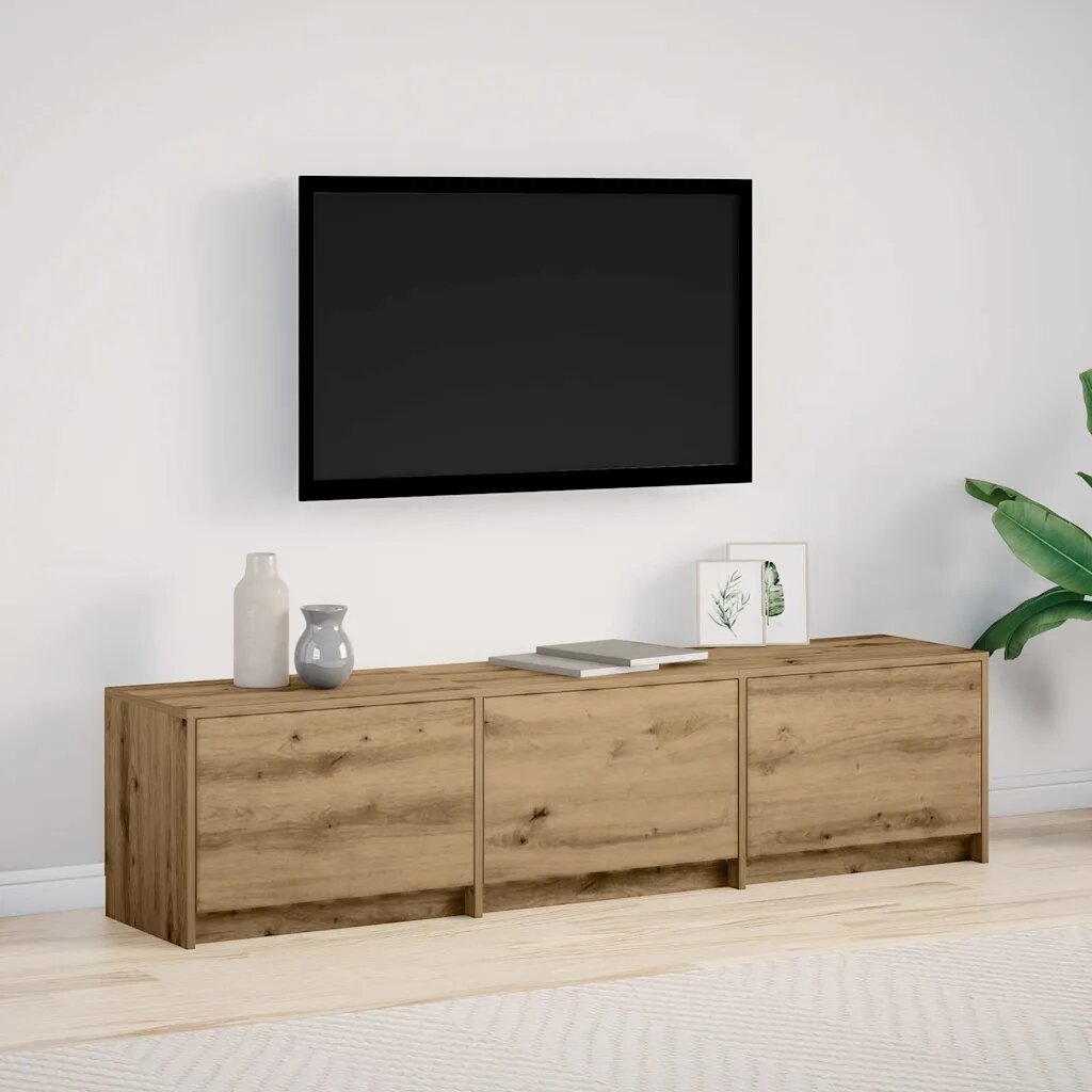 vidaXL TV шкаф с LED 165 x 34 x 40 см Дъб Артизан