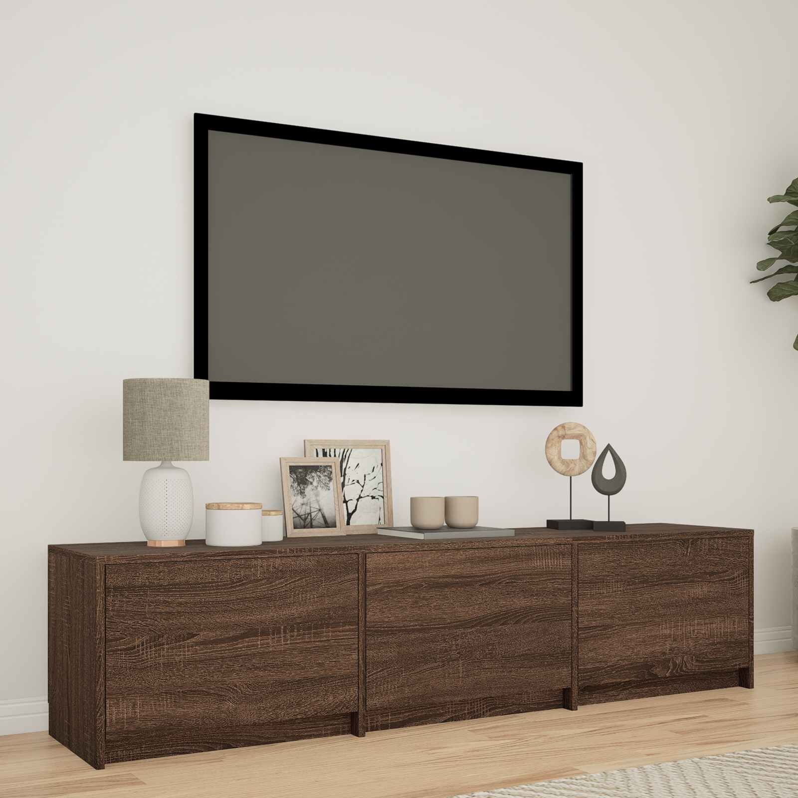 vidaXL TV шкаф с LED 165 x 34 x 40 см Кафяв дъб