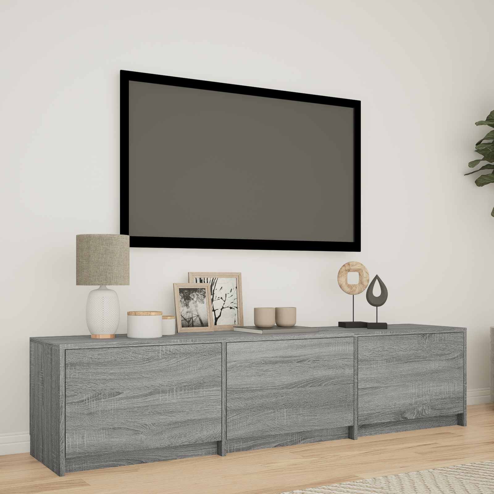 vidaXL TV шкаф с LED 165x34x40 см Сиво Сонома