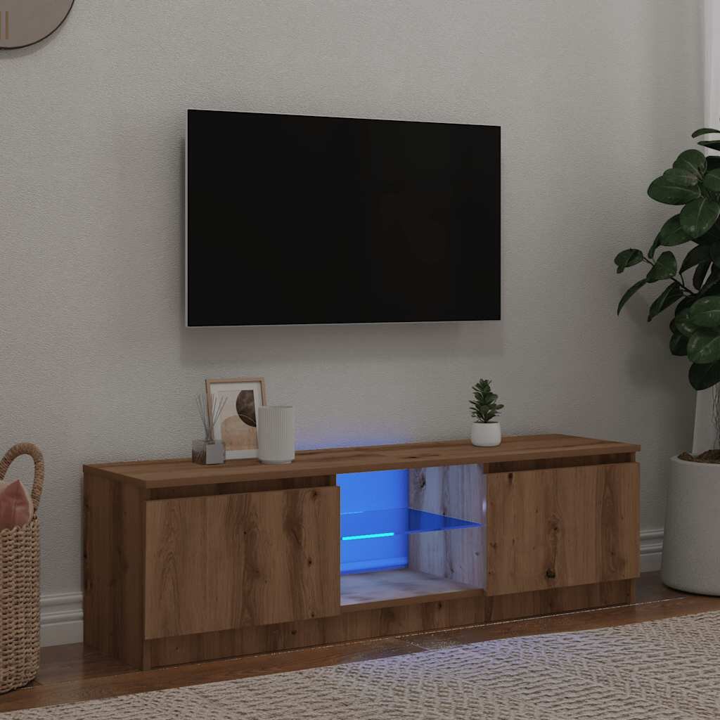 vidaXL ТВ шкаф с LED осветление 120x30x36 см инженерно дърво