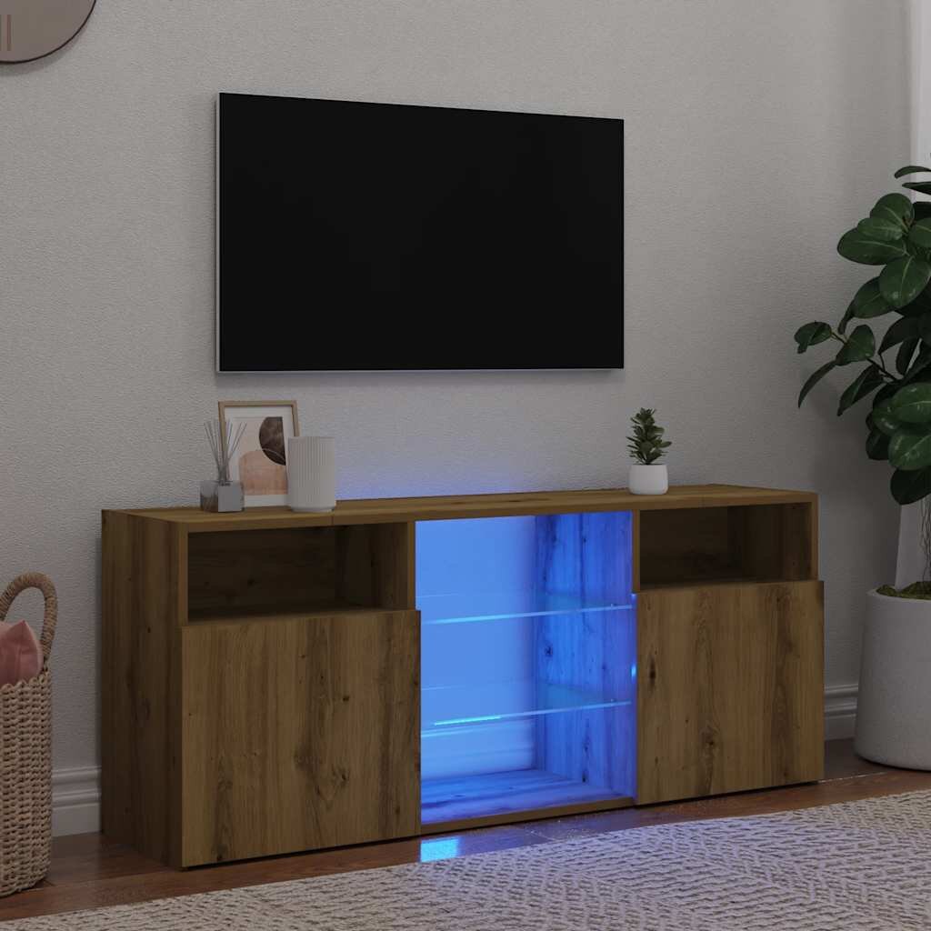 vidaXL ТВ шкаф с LED осветление 120x30x50 см инженерно дърво