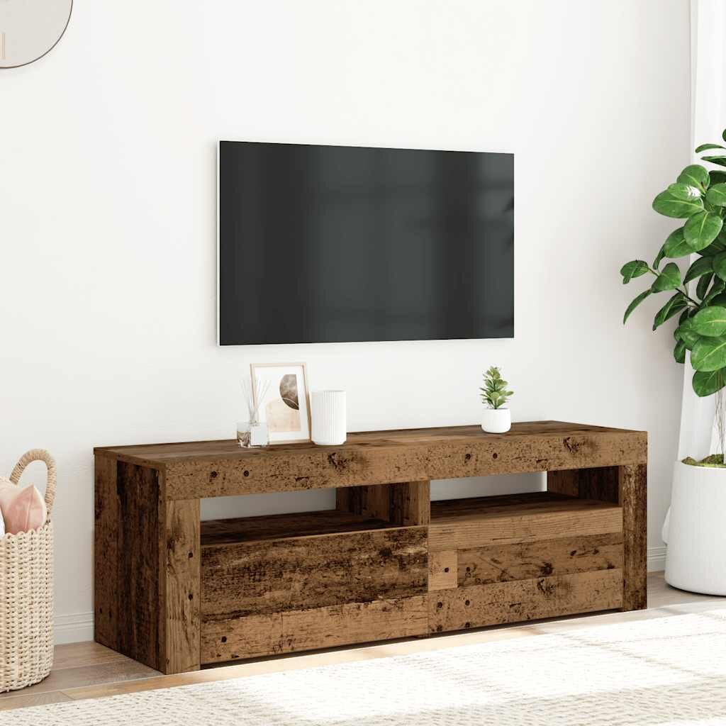 vidaXL ТВ шкаф с LED осветление 120x35x40 см инженерно дърво