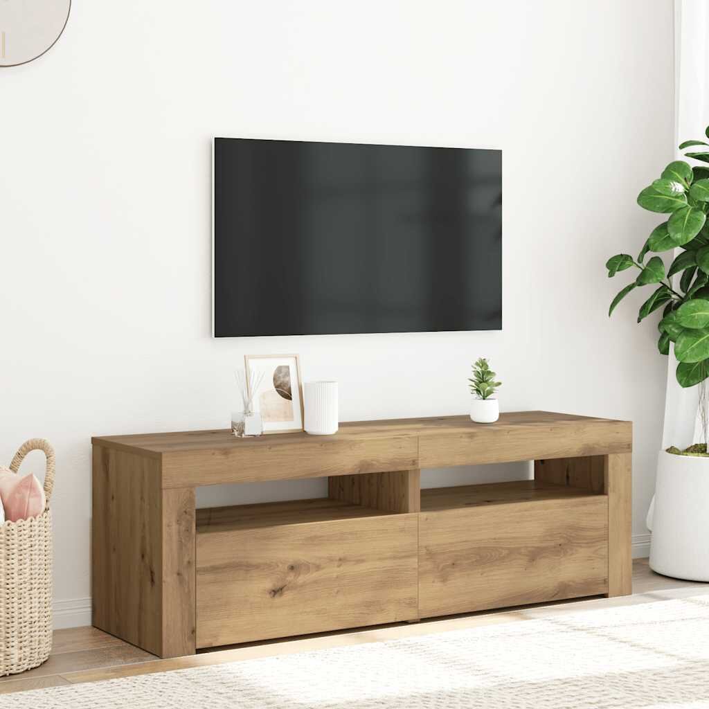 vidaXL ТВ шкаф с LED осветление 120x35x40 см инженерно дърво
