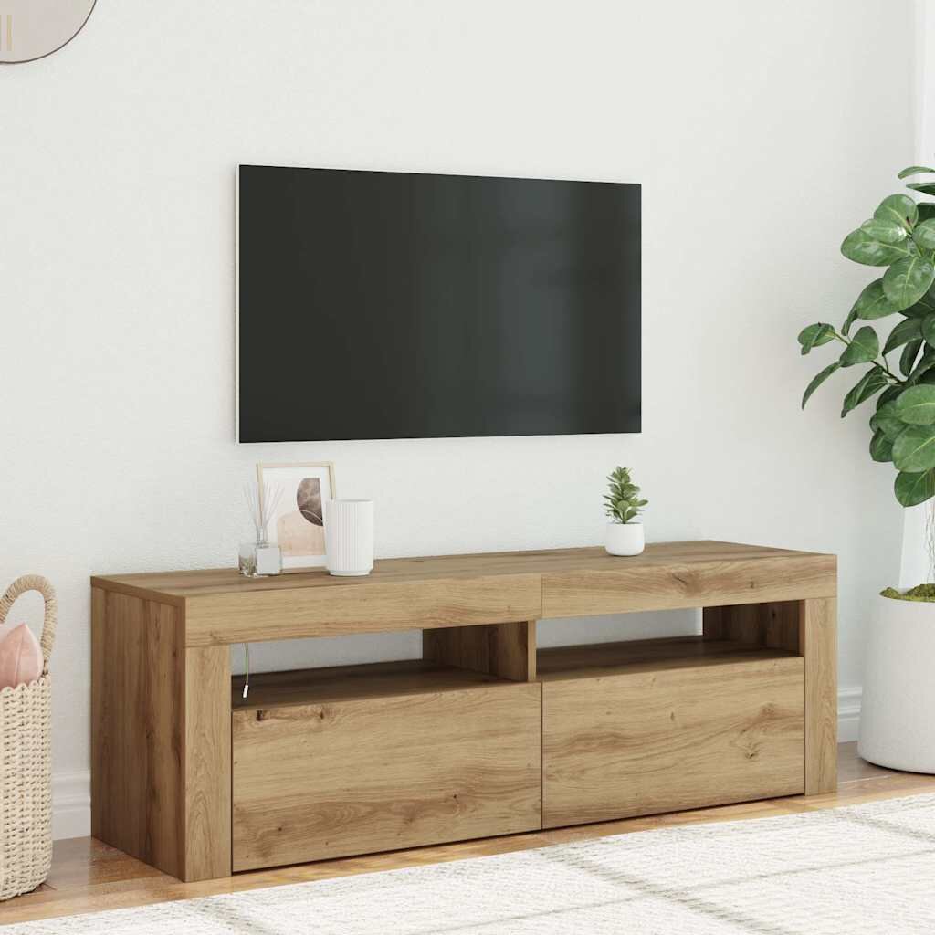 vidaXL ТВ шкаф с LED осветление 120x35x40 см инженерно дърво