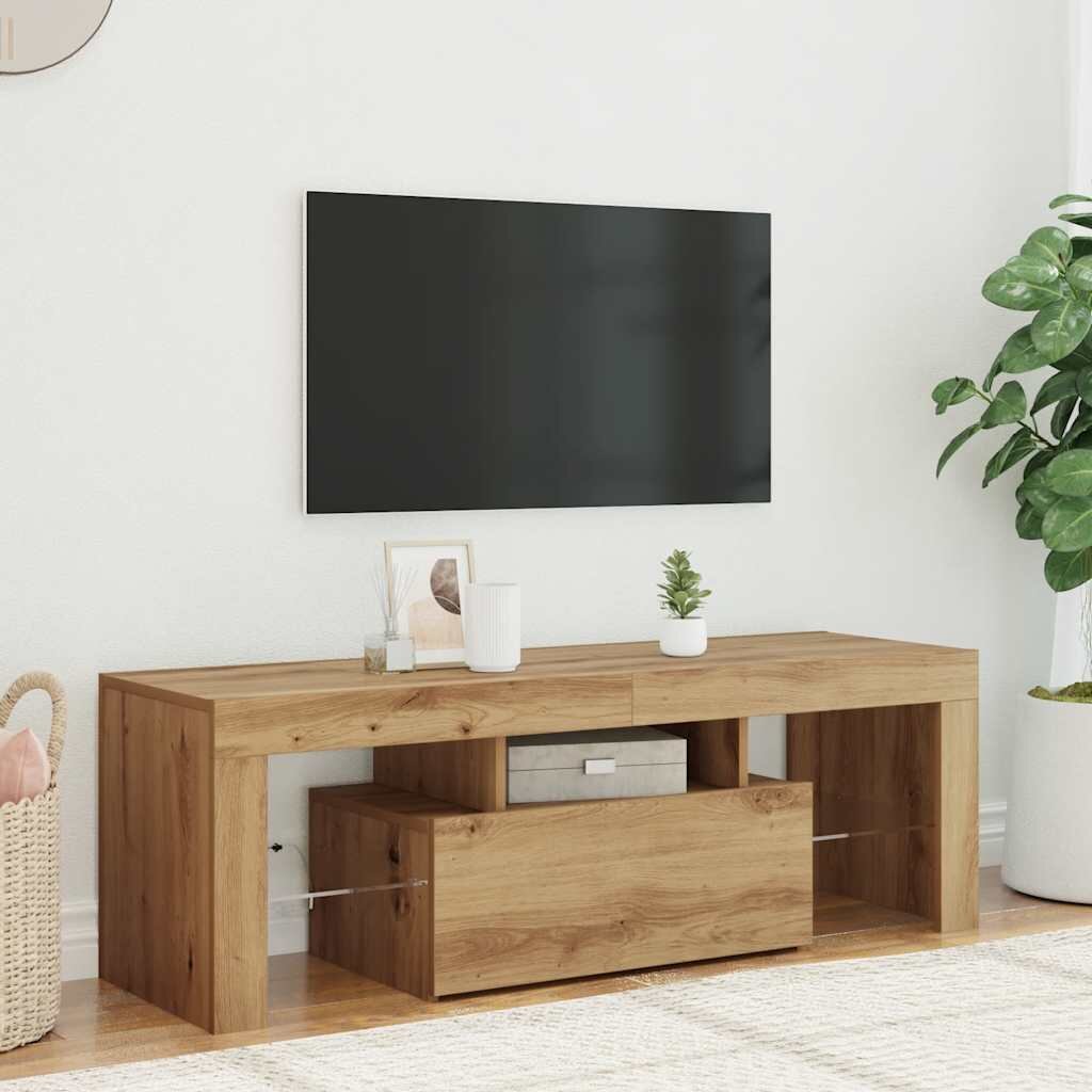 vidaXL ТВ шкаф с LED осветление 120x365x40 см инженерно дърво