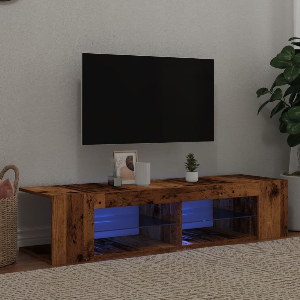 vidaXL ТВ шкаф с LED осветление 135x39x30 см инженерно дърво