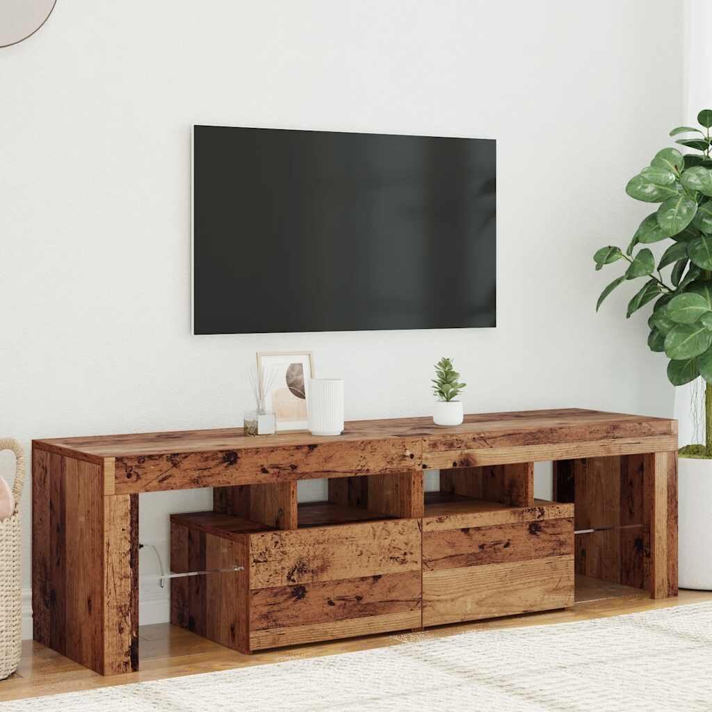 vidaXL ТВ шкаф с LED осветление 140x365x40 см инженерно дърво
