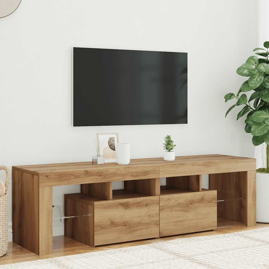 vidaXL ТВ шкаф с LED осветление 140x365x40 см инженерно дърво