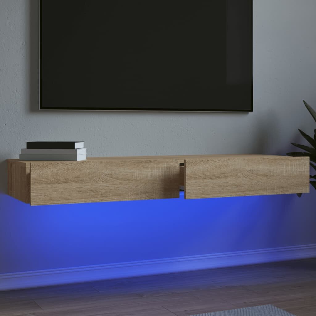 vidaXL ТВ шкаф с LED осветление 2 бр дъб сонома 60x35x155 см