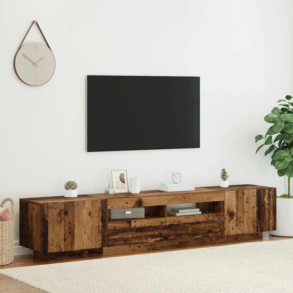 vidaXL ТВ шкаф с LED осветление 200x35x40 см инженерно дърво