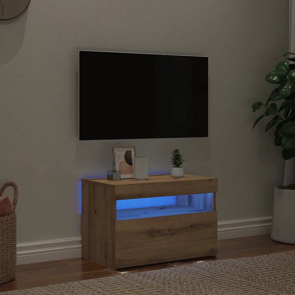 vidaXL ТВ шкаф с LED осветление 60x35x40 см инженерно дърво