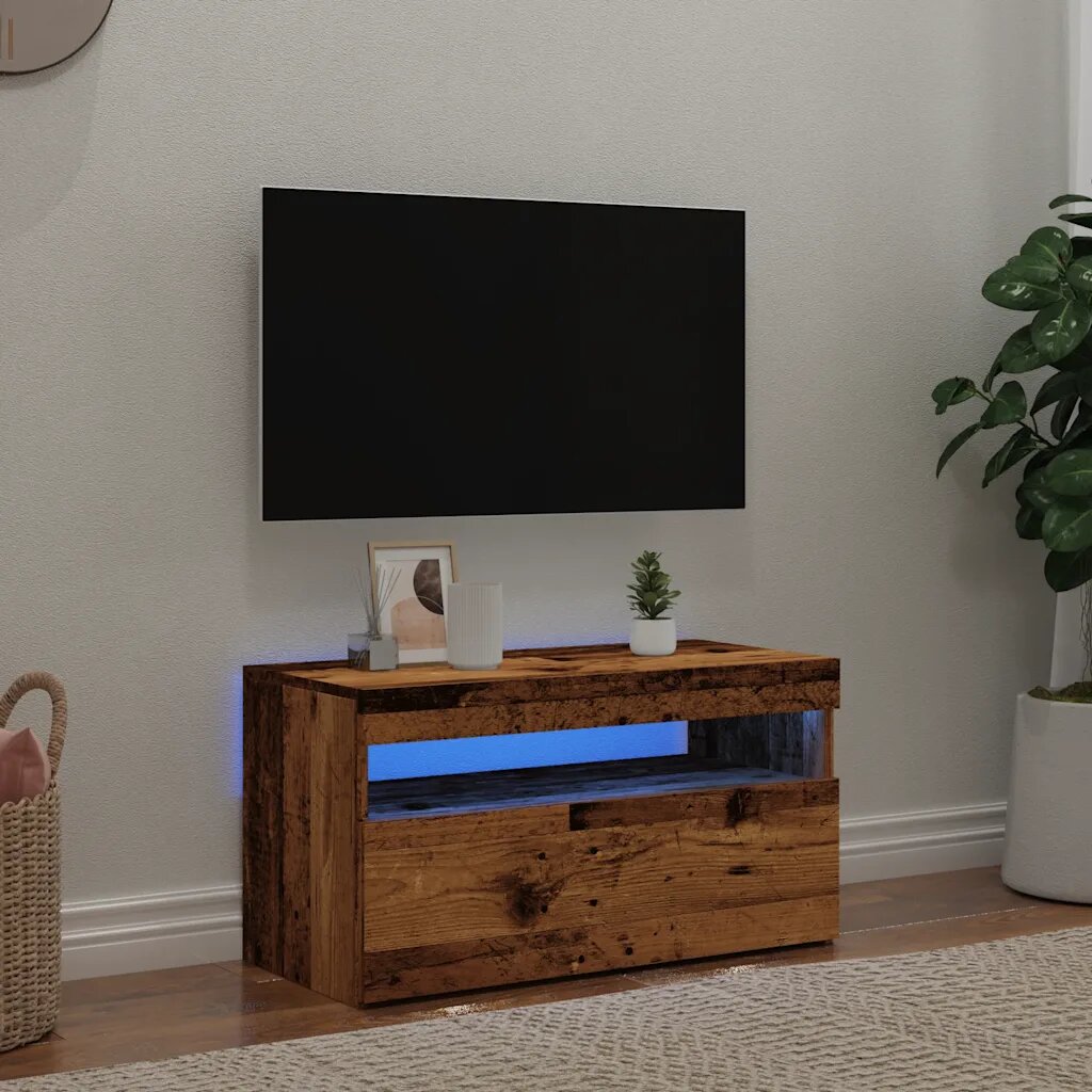 vidaXL ТВ шкаф с LED осветление 75x35x40 см инженерно дърво