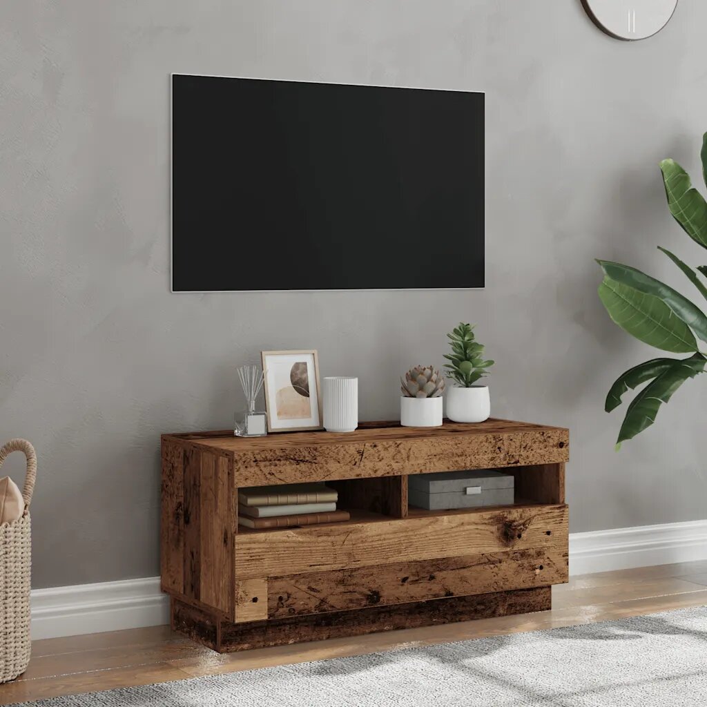 vidaXL ТВ шкаф с LED осветление 80x35x40 см инженерно дърво