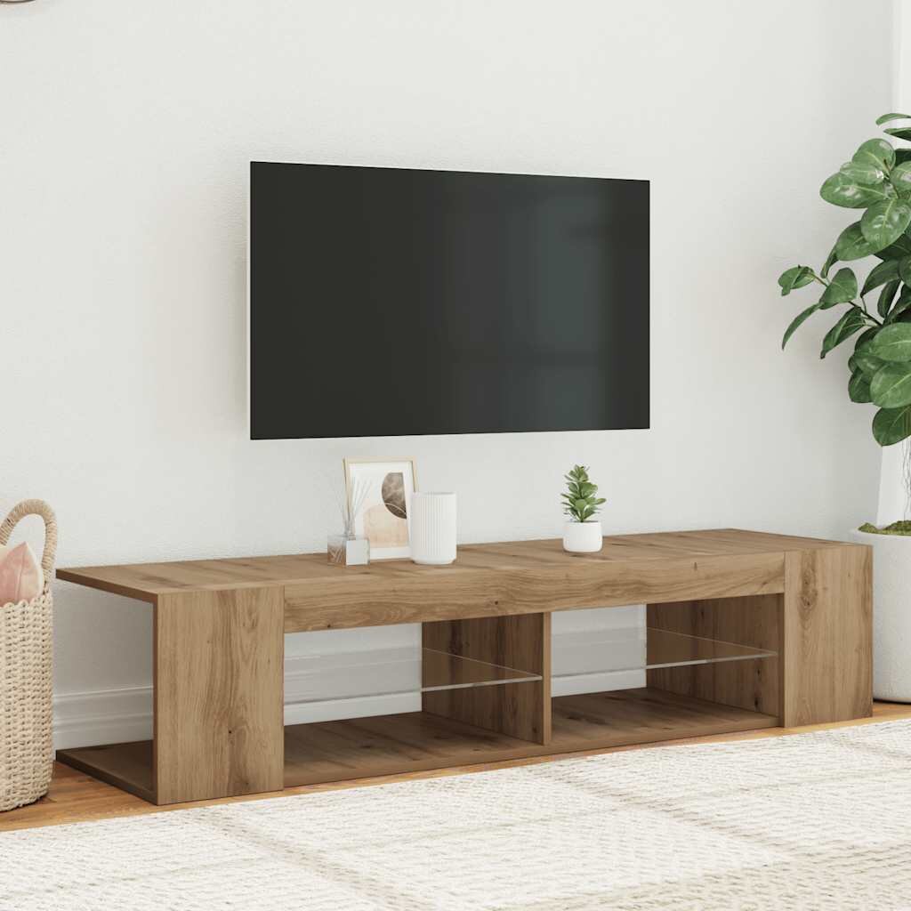 vidaXL ТВ шкаф с LED осветление 90x39x30 см инженерно дърво