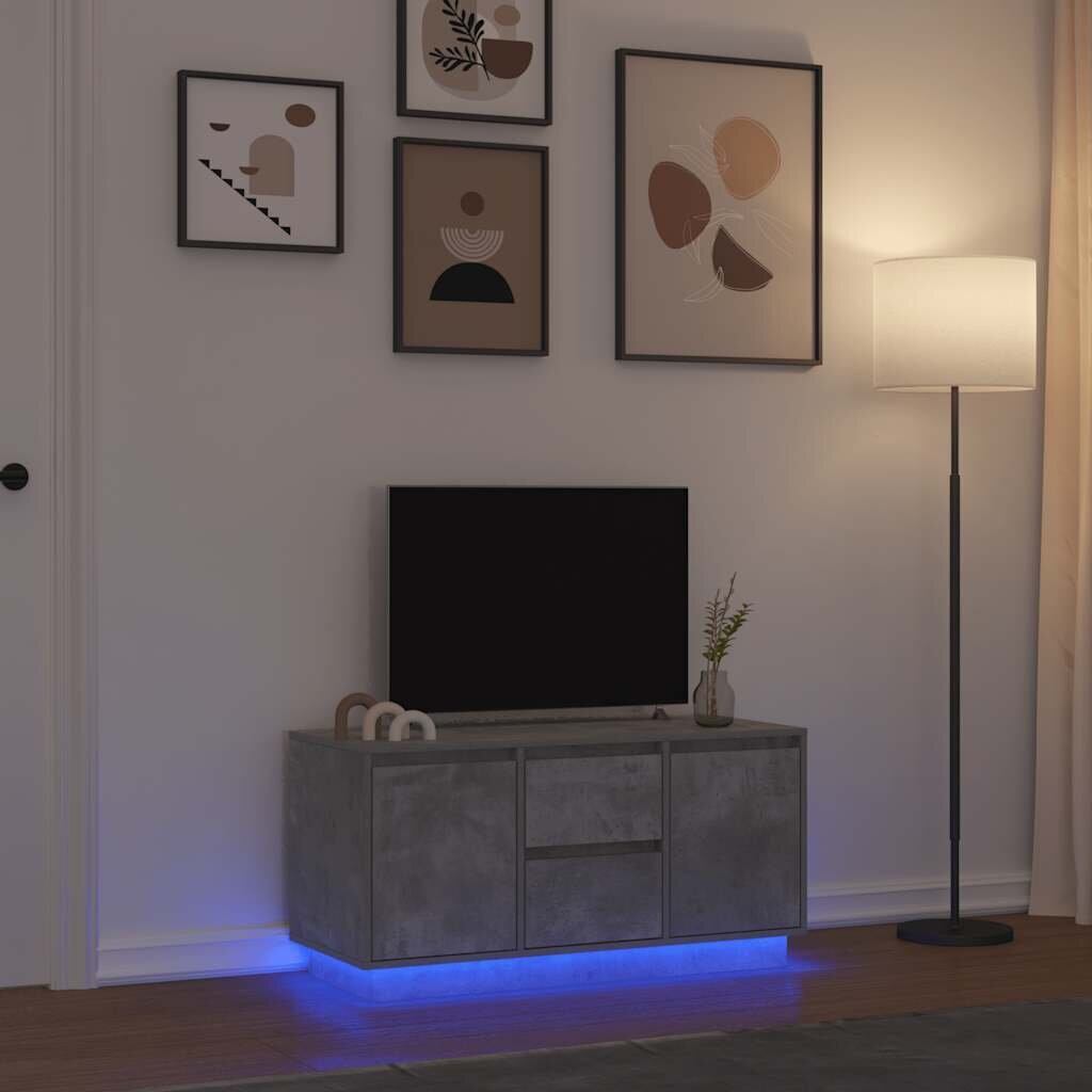 vidaXL ТВ шкаф с LED осветление бетонно сив 100x41x50 см