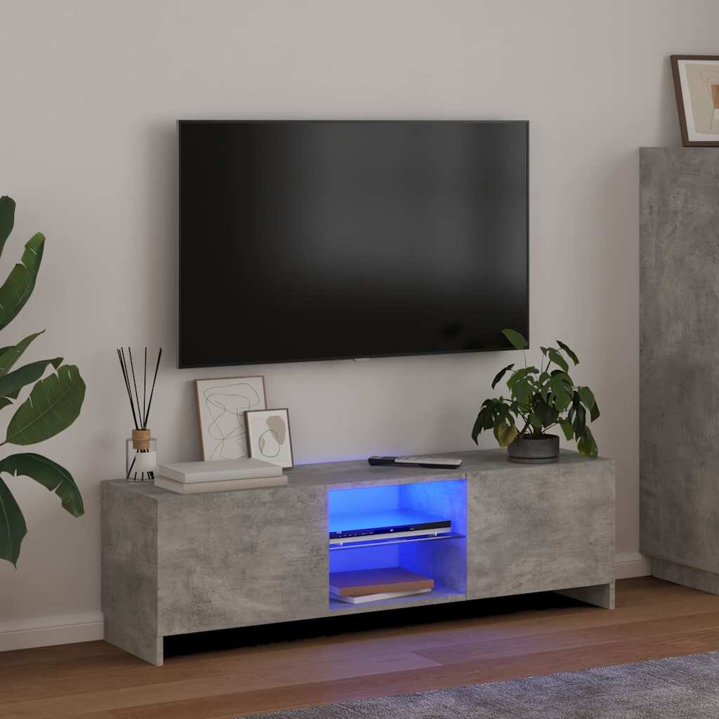 vidaXL ТВ шкаф с LED осветление бетонно сив 120x30x36 см