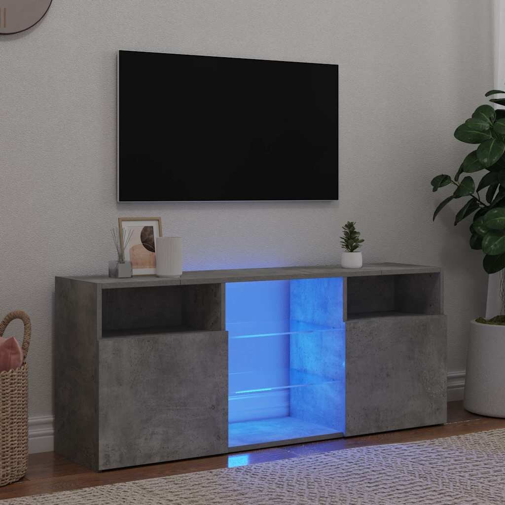 vidaXL ТВ шкаф с LED осветление бетонно сив 120x30x50 см
