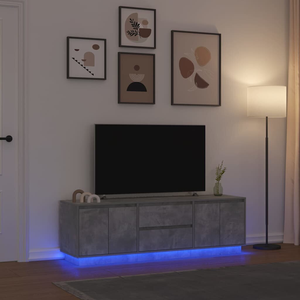 vidaXL ТВ шкаф с LED осветление бетонно сив 1605x41x50 см