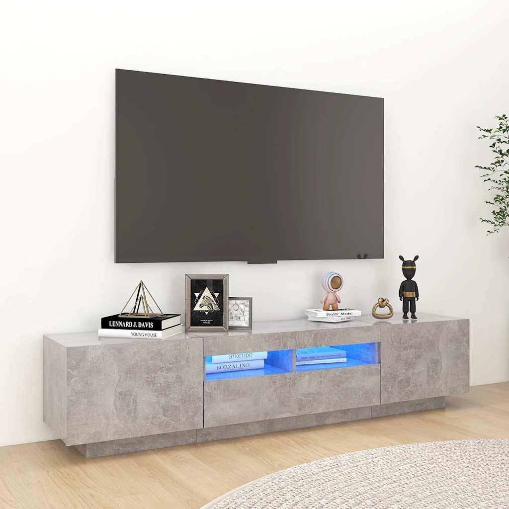 vidaXL ТВ шкаф с LED осветление бетонно сив 180x35x40 см