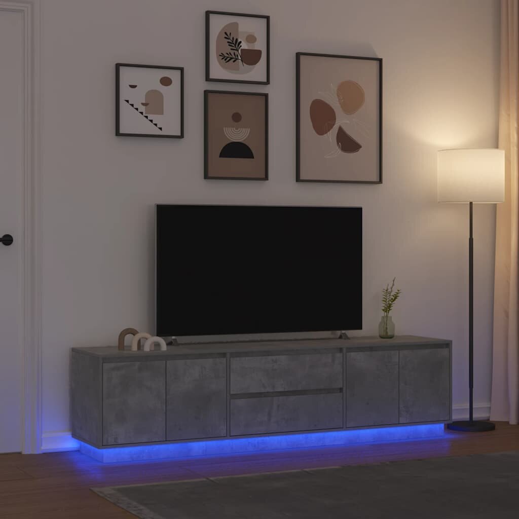 vidaXL ТВ шкаф с LED осветление бетонно сив 1935x41x50 см