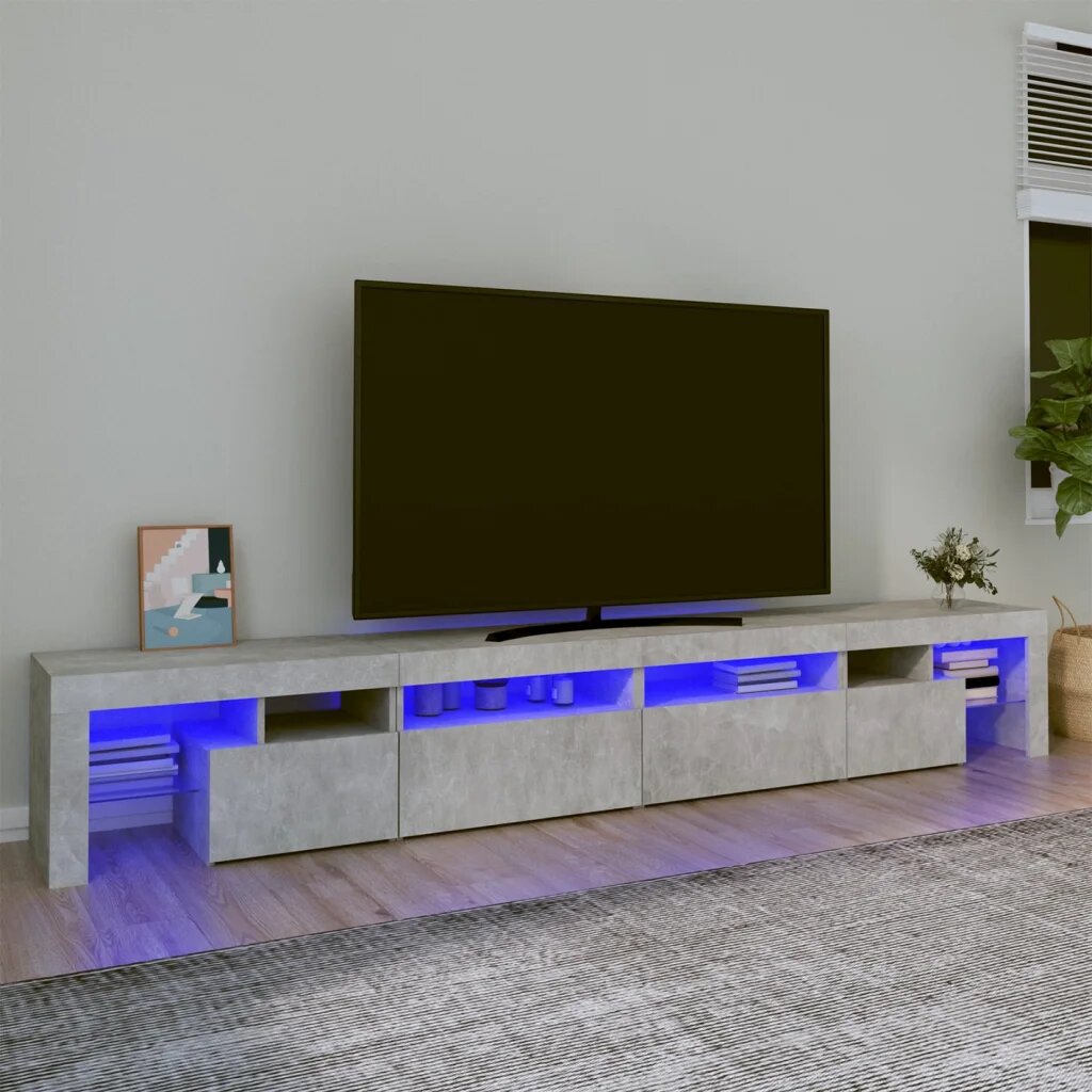 vidaXL ТВ шкаф с LED осветление бетонно сив 260x365x40 см