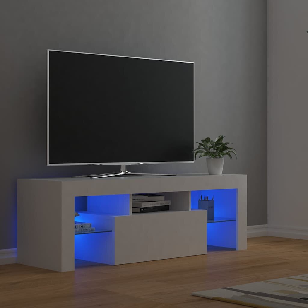vidaXL ТВ шкаф с LED осветление бял 120x35x40 см