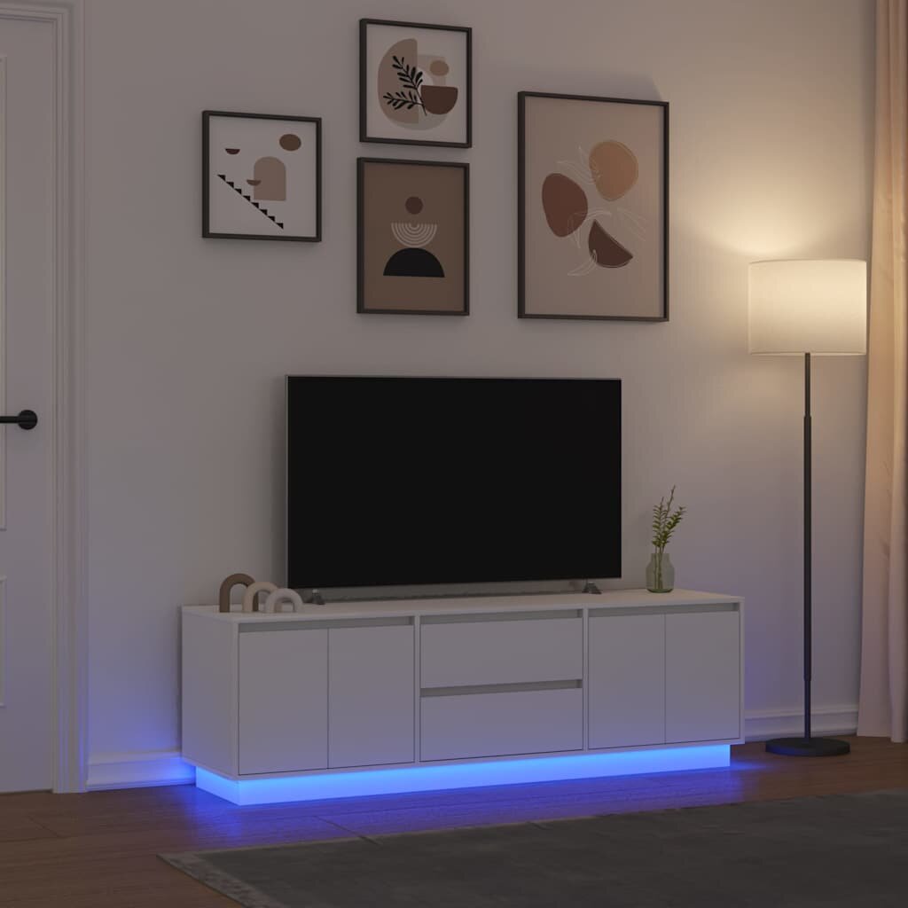 vidaXL ТВ шкаф с LED осветление бял 1605x41x50 см