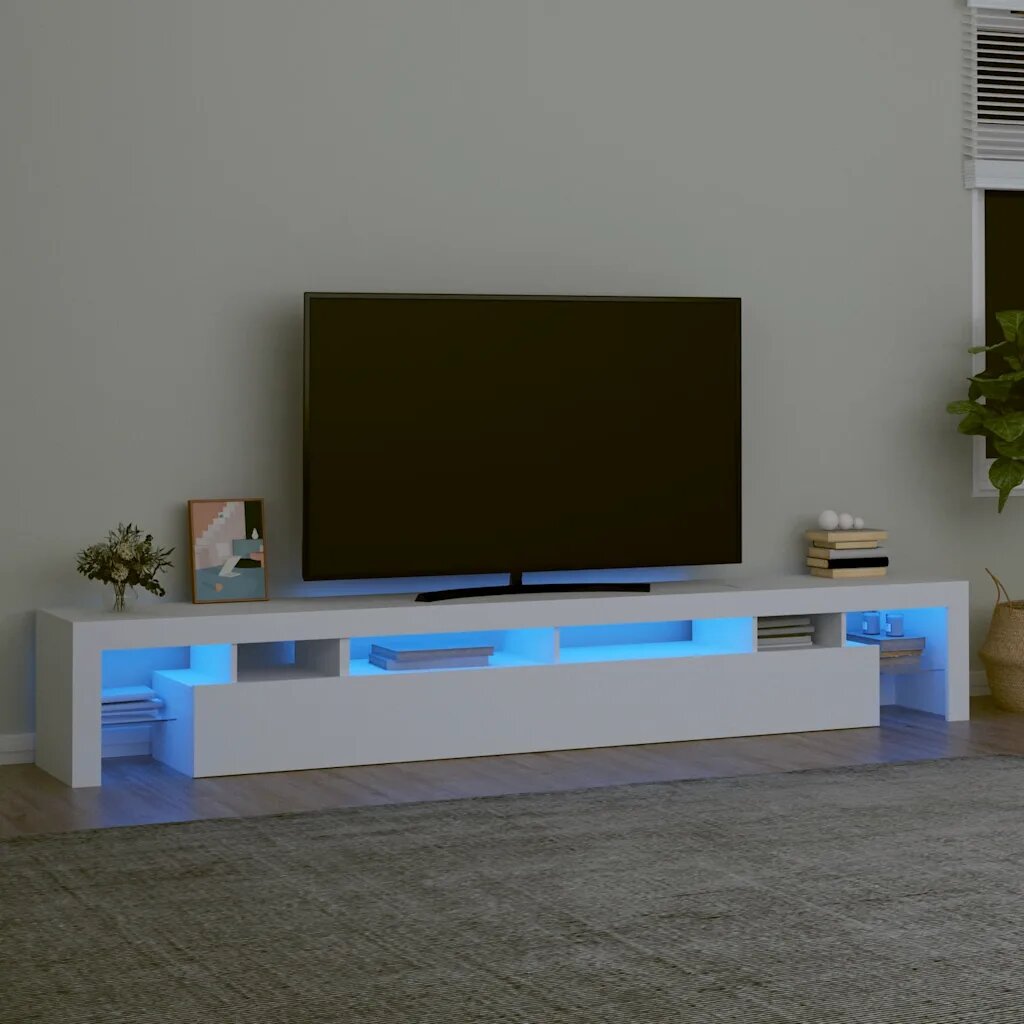 vidaXL ТВ шкаф с LED осветление бял 260x365x40 см