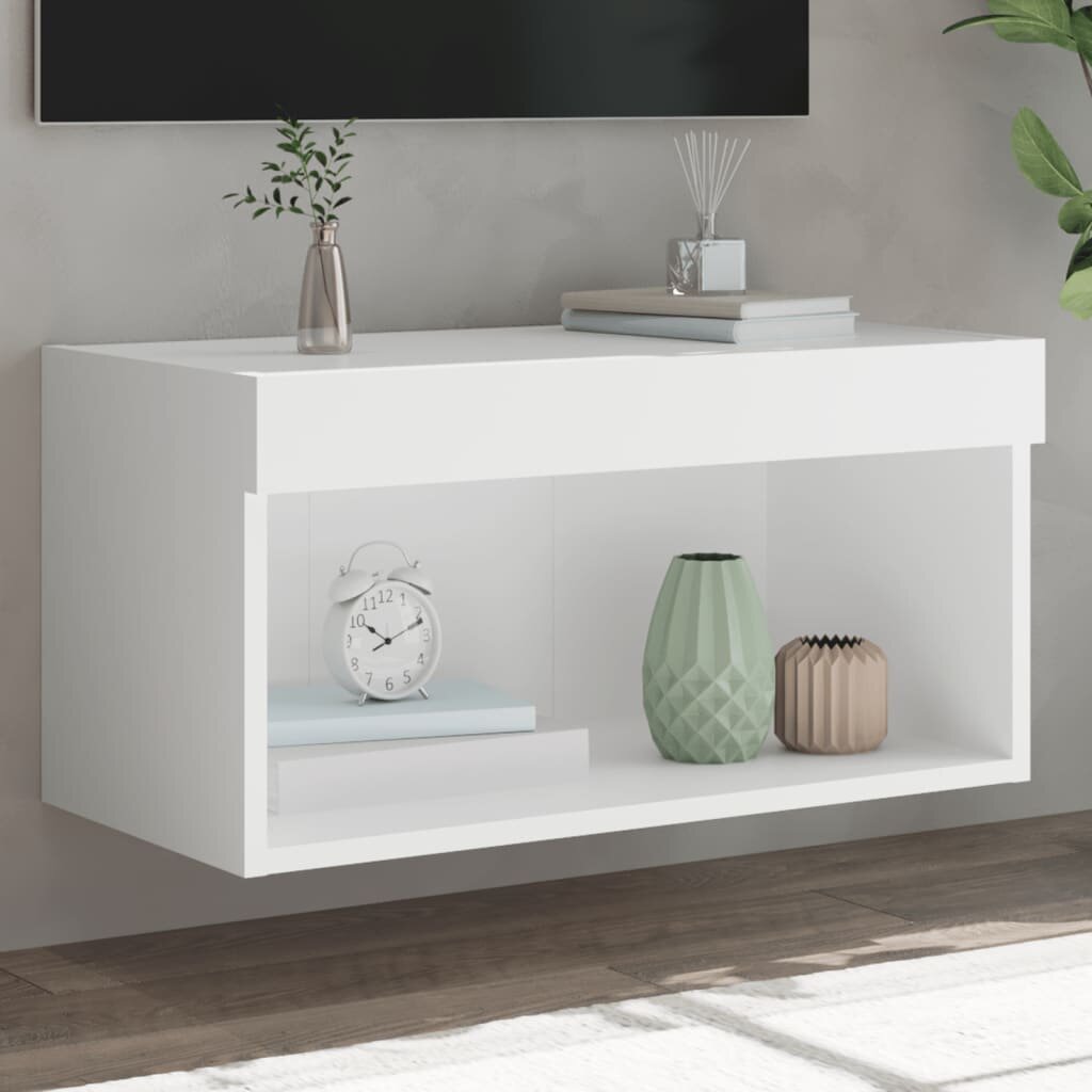 vidaXL ТВ шкаф с LED осветление бял 60x30x30 см
