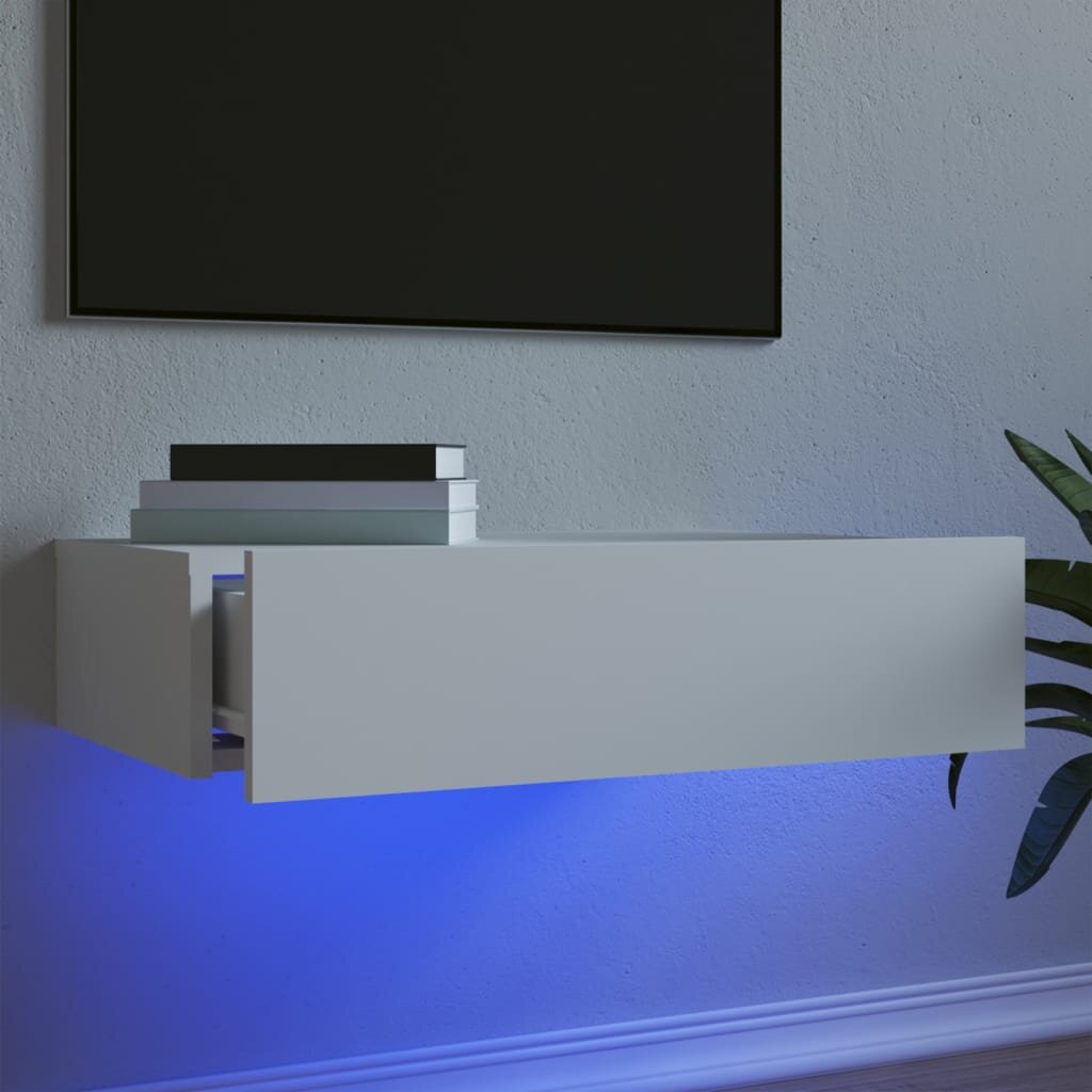 vidaXL ТВ шкаф с LED осветление бял 60x35x155 см