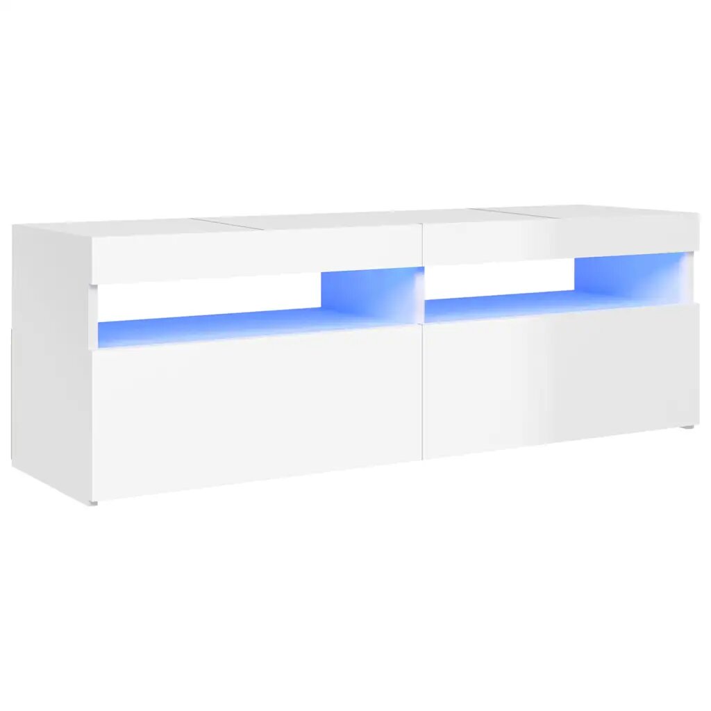 vidaXL ТВ шкаф с LED осветление бял гланц 120x35x40 см