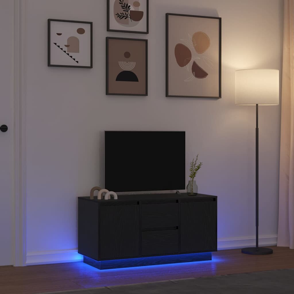 vidaXL ТВ шкаф с LED осветление черен 100x41x50 см