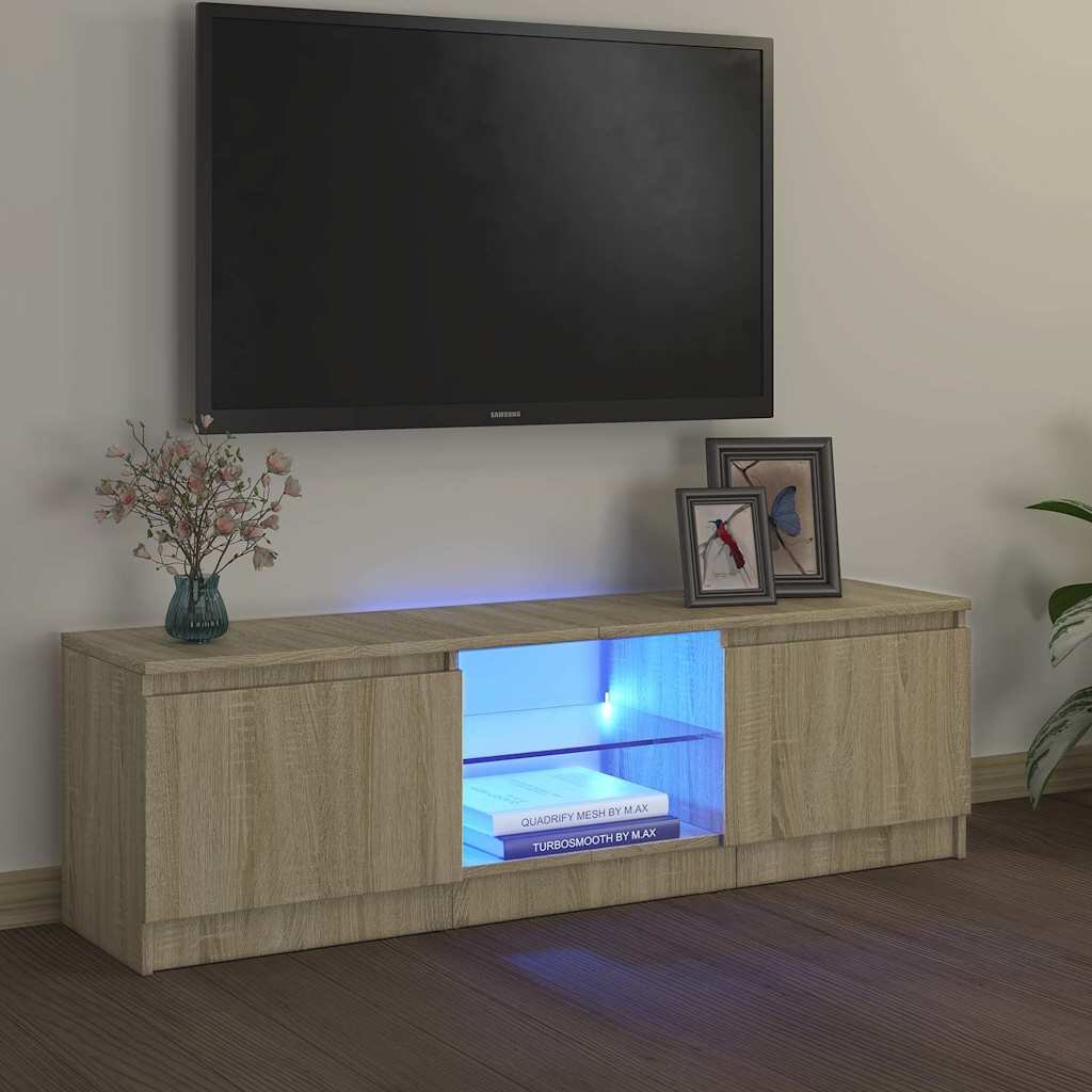 vidaXL ТВ шкаф с LED осветление дъб сонома 120x30x36 см