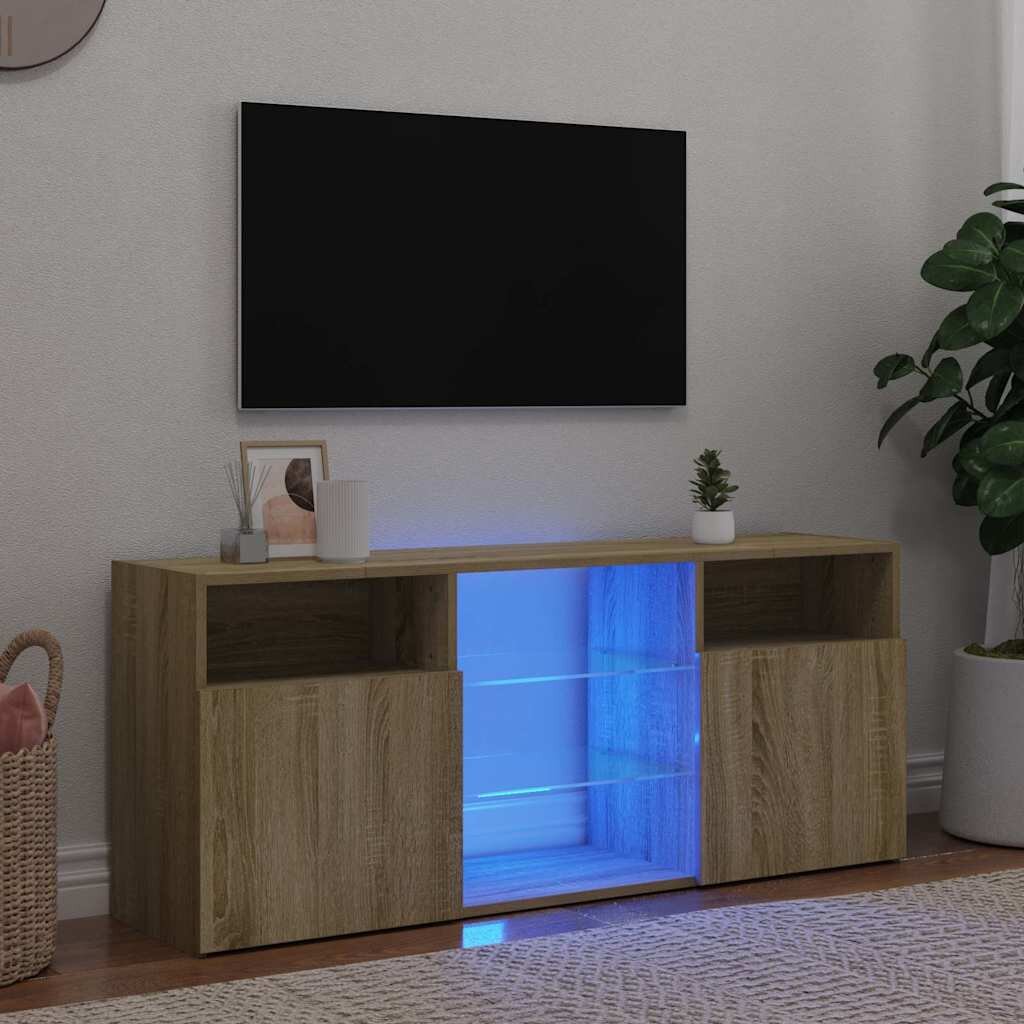 vidaXL ТВ шкаф с LED осветление дъб сонома 120x30x50 см