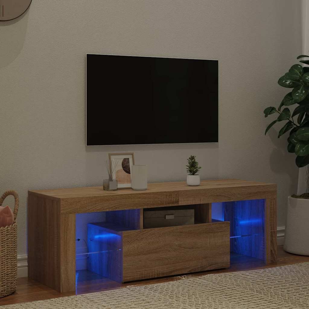 vidaXL ТВ шкаф с LED осветление дъб сонома 120x35x40 см