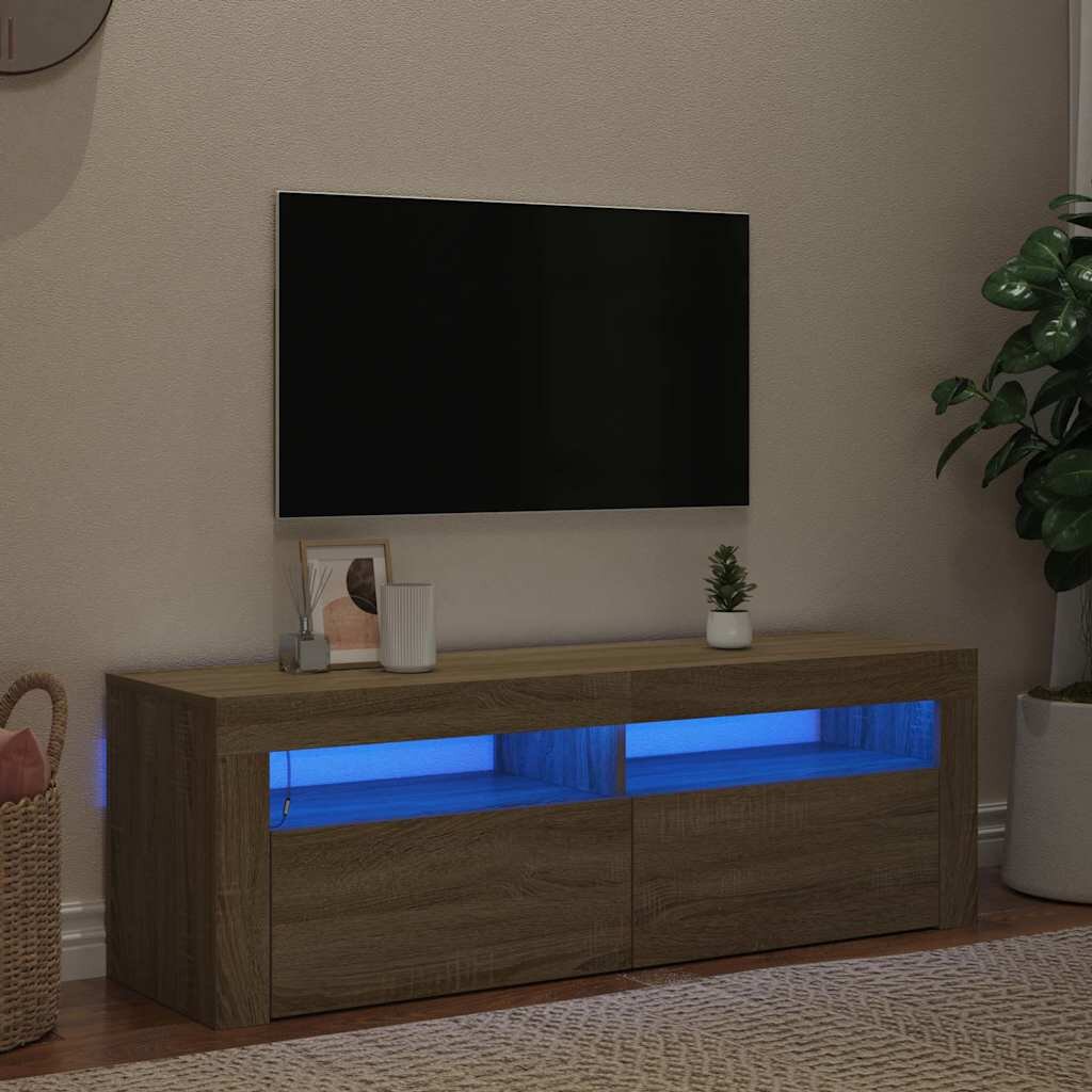 vidaXL ТВ шкаф с LED осветление дъб сонома 120x35x40 см