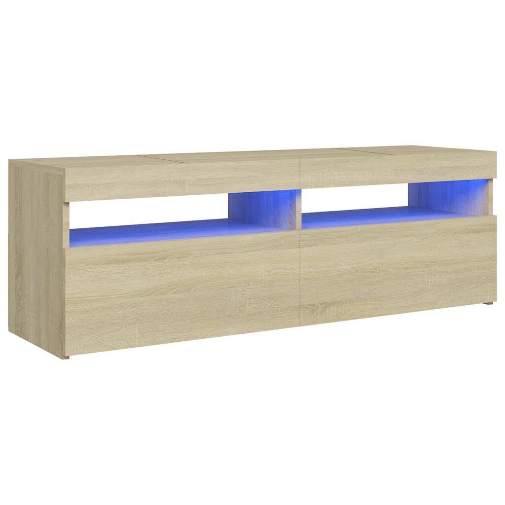 vidaXL ТВ шкаф с LED осветление дъб сонома 120x35x40 см