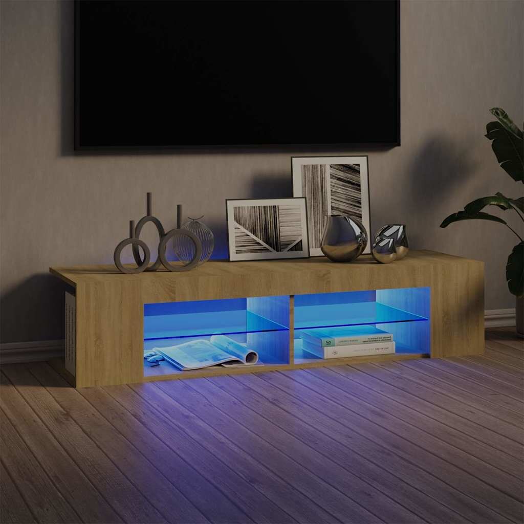 vidaXL ТВ шкаф с LED осветление дъб сонома 135x39x30 см