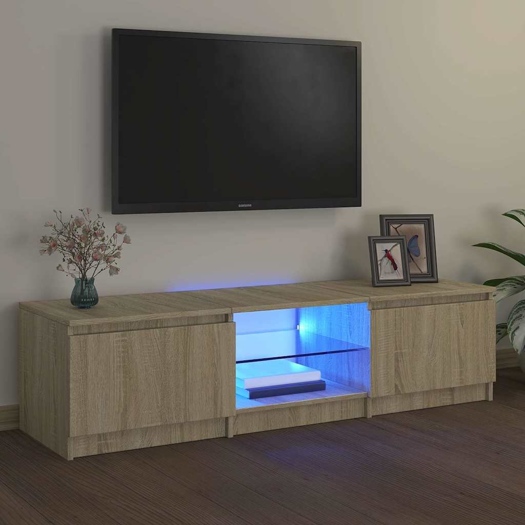 vidaXL ТВ шкаф с LED осветление дъб сонома 140x40x36 см