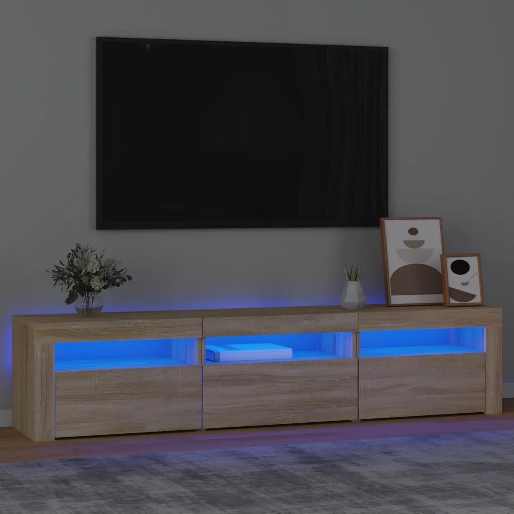 vidaXL ТВ шкаф с LED осветление дъб сонома 180x35x40 см