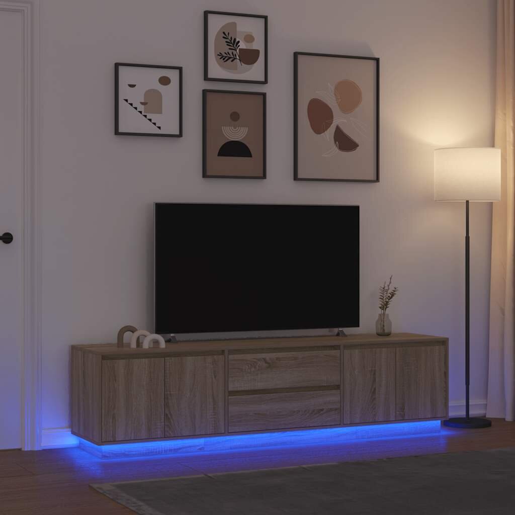vidaXL ТВ шкаф с LED осветление дъб сонома 1935x41x50 см