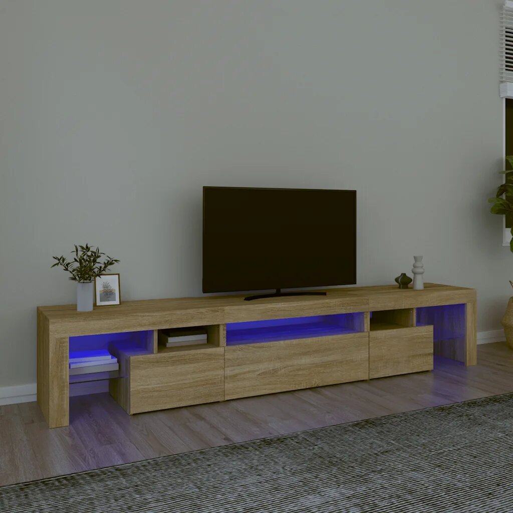 vidaXL ТВ шкаф с LED осветление дъб сонома 215x365x40 см