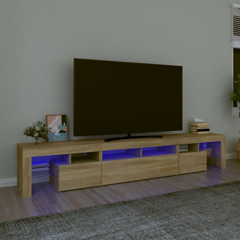 vidaXL ТВ шкаф с LED осветление дъб сонома 230x365x40 см