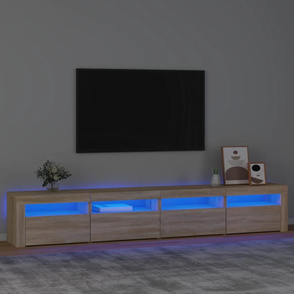 vidaXL ТВ шкаф с LED осветление дъб сонома 240x35x40 см