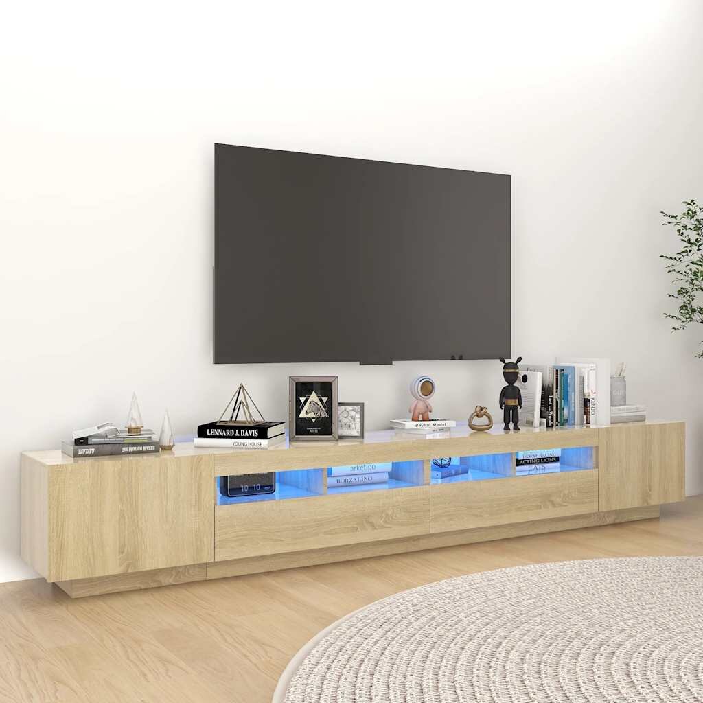 vidaXL ТВ шкаф с LED осветление дъб сонома 260x35x40 см