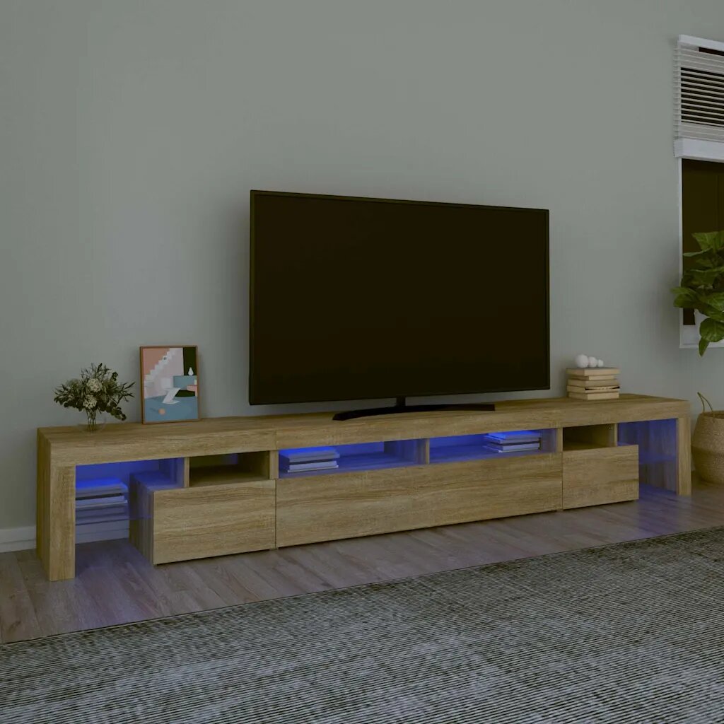 vidaXL ТВ шкаф с LED осветление дъб сонома 260x365x40 см
