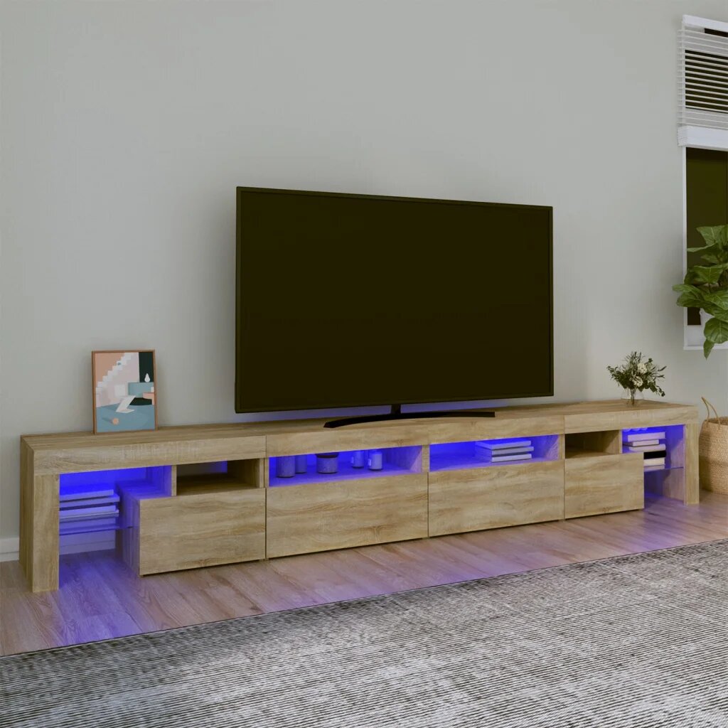 vidaXL ТВ шкаф с LED осветление дъб сонома 260x365x40 см