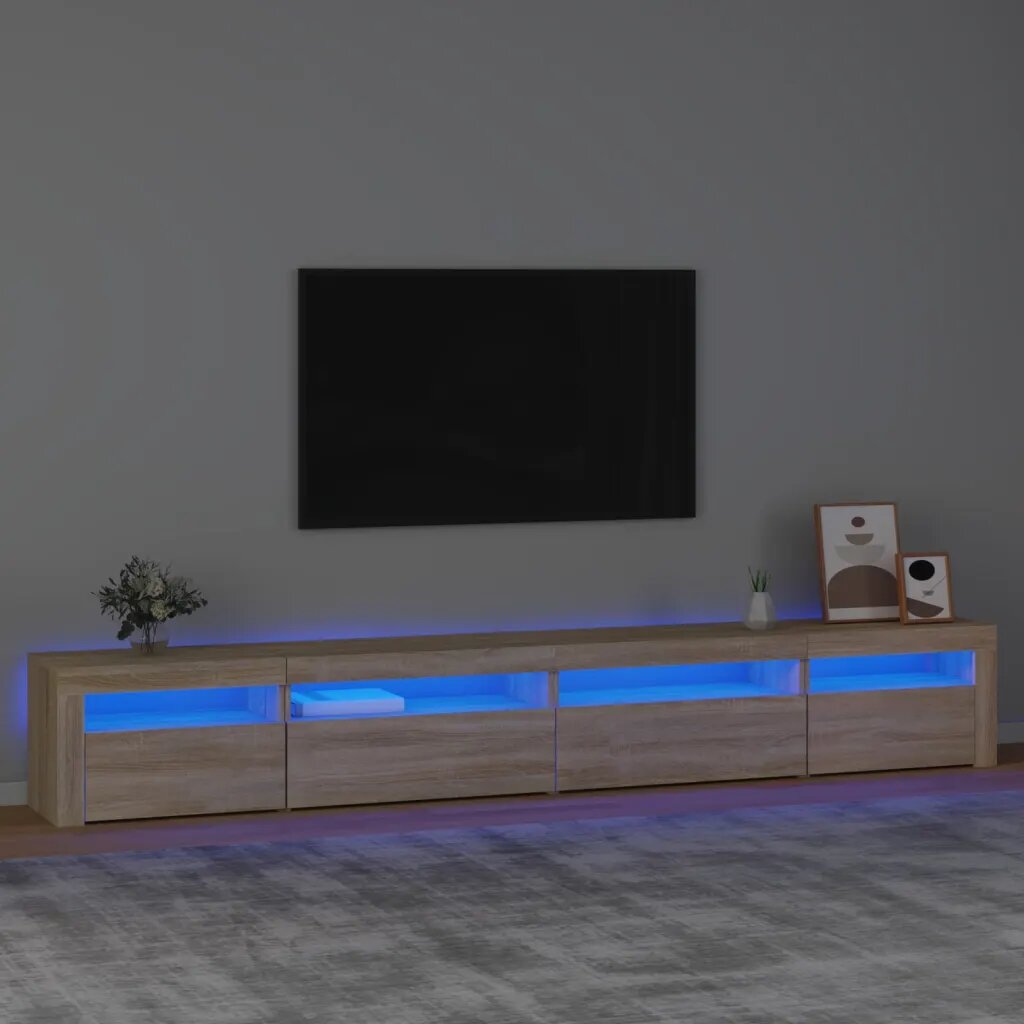 vidaXL ТВ шкаф с LED осветление дъб сонома 270x35x40 см