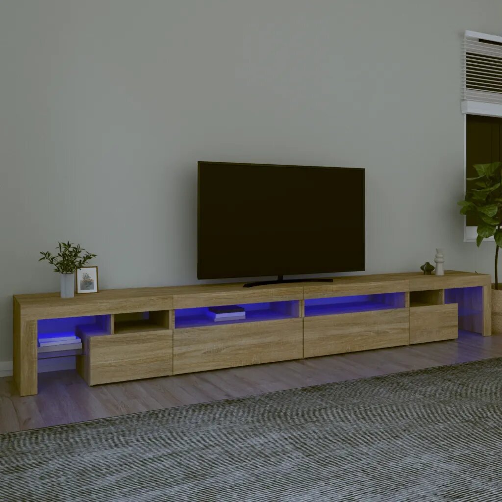 vidaXL ТВ шкаф с LED осветление дъб сонома 290x365x40 см